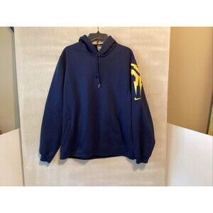 nike therma fit hoodie L men’s navy blue yellow